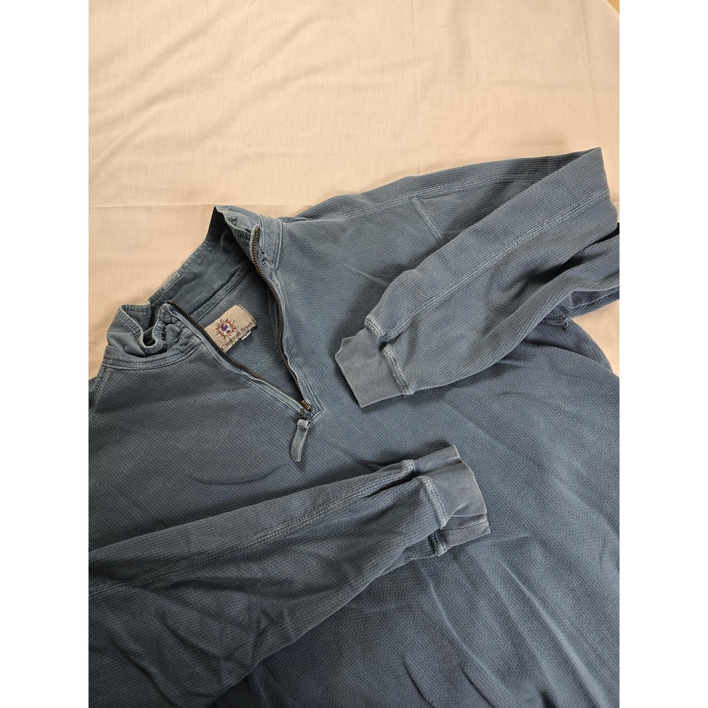 The Territory Ahead Sweater Mens Large Blue Waffle Knit Quarter Zip Pullover